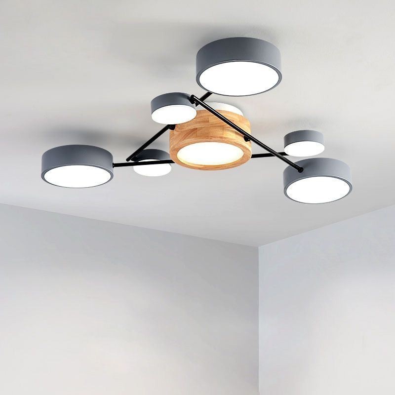Plafoniera moderna a filo in acrilico a forma molecolare, 7 luci, 80 x 10 cm