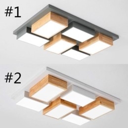 Plafoniera moderna geometrica in acrilico e legno 90x60x9 cm
