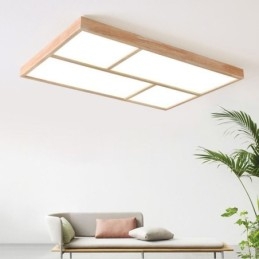 Plafoniera LED a filo minimalista in legno stile giapponese 80 W 90 x 60 x 5 cm