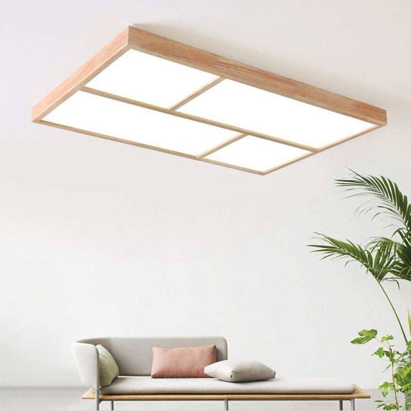 Plafoniera LED a filo minimalista in legno stile giapponese 80 W 90 x 60 x 5 cm