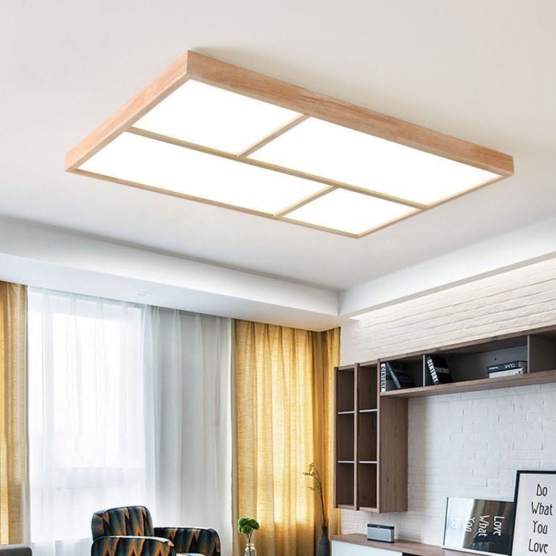 Plafoniera LED a filo minimalista in legno stile giapponese 80 W 90 x 60 x 5 cm