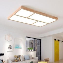 Plafoniera LED a filo minimalista in legno stile giapponese 80 W 90 x 60 x 5 cm