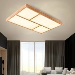 Plafoniera LED a filo minimalista in legno stile giapponese 80 W 90 x 60 x 5 cm