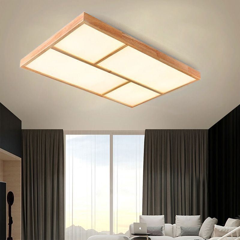 Plafoniera LED a filo minimalista in legno stile giapponese 80 W 90 x 60 x 5 cm