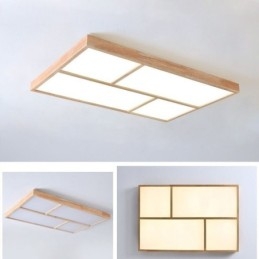 Plafoniera LED a filo minimalista in legno stile giapponese 80 W 90 x 60 x 5 cm