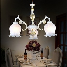 Lampadario classico retrò bianco a 3 luci
