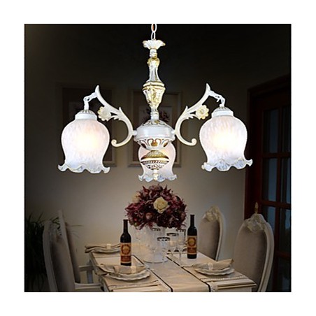 Lampadario classico retrò bianco a 3 luci