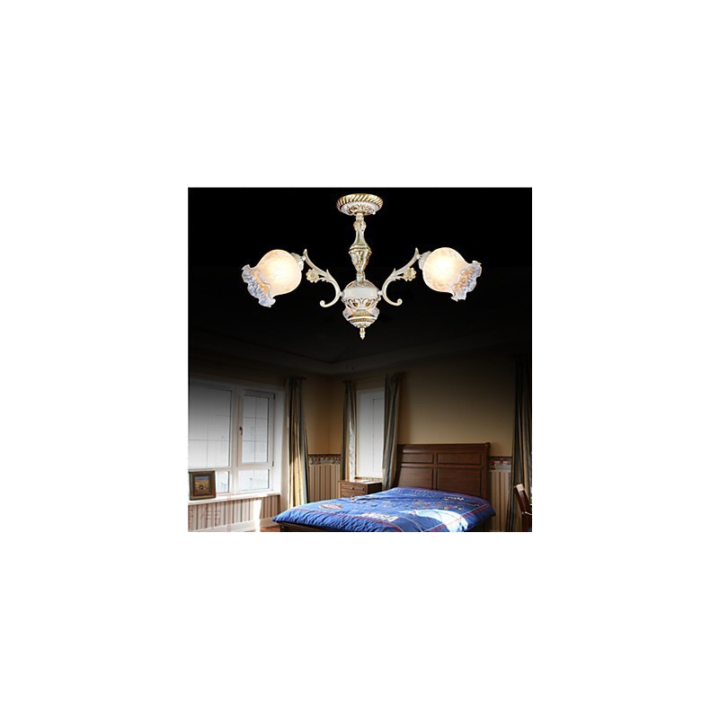 Lampadario classico retrò bianco a 3 luci