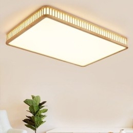 Plafoniera giapponese rettangolare in legno e acrilico 90×60×10 cm