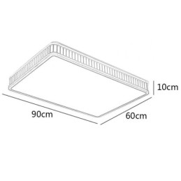 Plafoniera giapponese rettangolare in legno e acrilico 90×60×10 cm