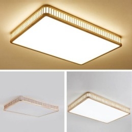 Plafoniera giapponese rettangolare in legno e acrilico 90×60×10 cm