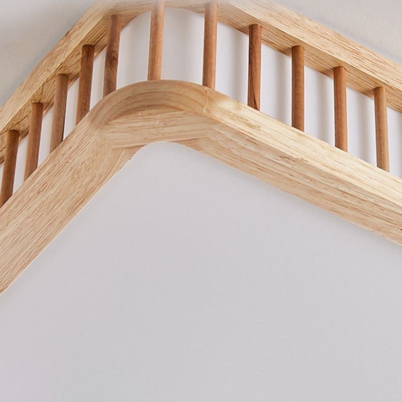 Plafoniera giapponese rettangolare in legno e acrilico 90×60×10 cm
