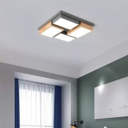 Plafoniera moderna geometrica in legno 55x55x9 cm 48W LED