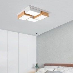 Plafoniera moderna geometrica in legno 55x55x9 cm 48W LED