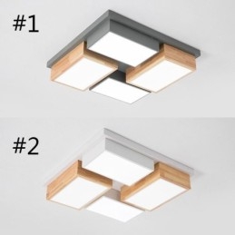Plafoniera moderna geometrica in legno 55x55x9 cm 48W LED