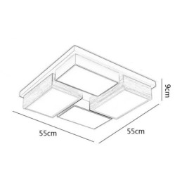 Plafoniera moderna geometrica in legno 55x55x9 cm 48W LED