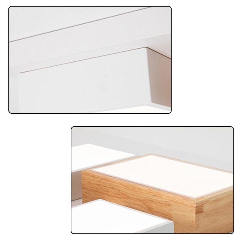 Plafoniera moderna geometrica in legno 55x55x9 cm 48W LED