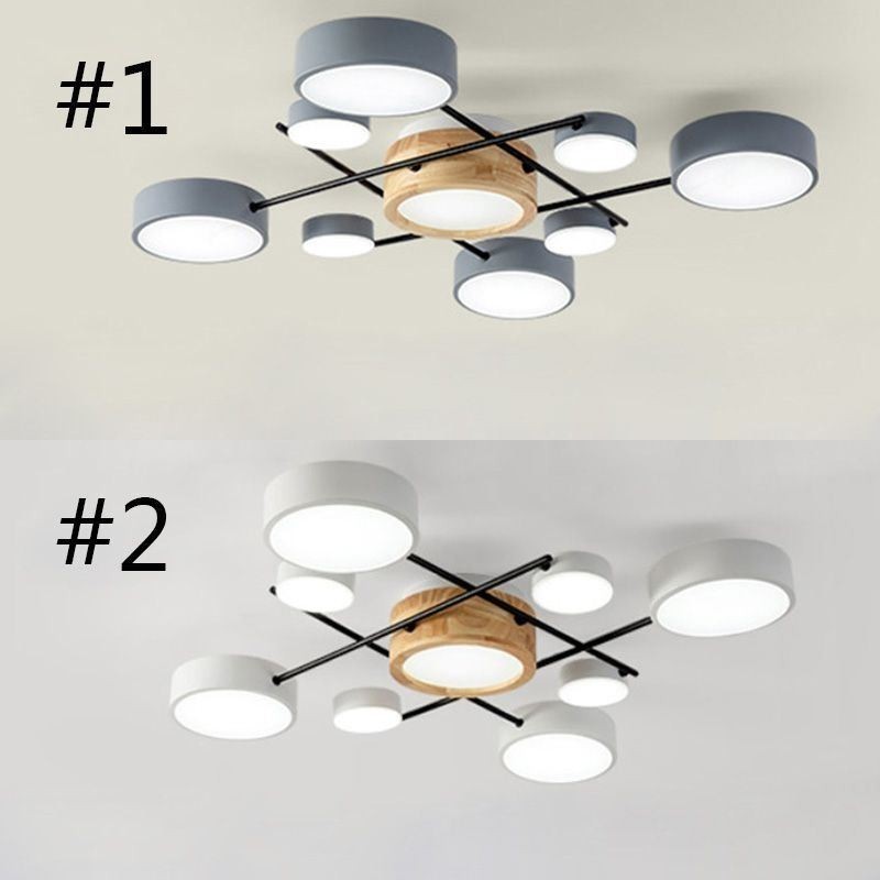 Plafoniera moderna a montaggio a filo con giunzione quadrilatera, 9 luci LED, 84 W, 90 x 10 cm