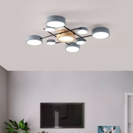 Plafoniera moderna a montaggio a filo con giunzione quadrilatera, 9 luci LED, 84 W, 90 x 10 cm
