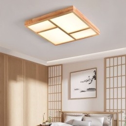 Plafoniera LED giapponese in legno e acrilico