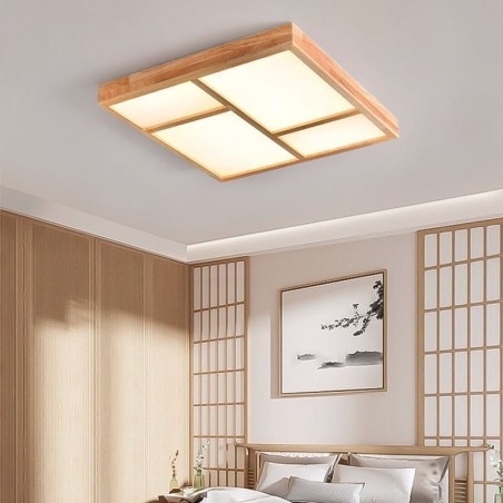 Plafoniera LED giapponese in legno e acrilico