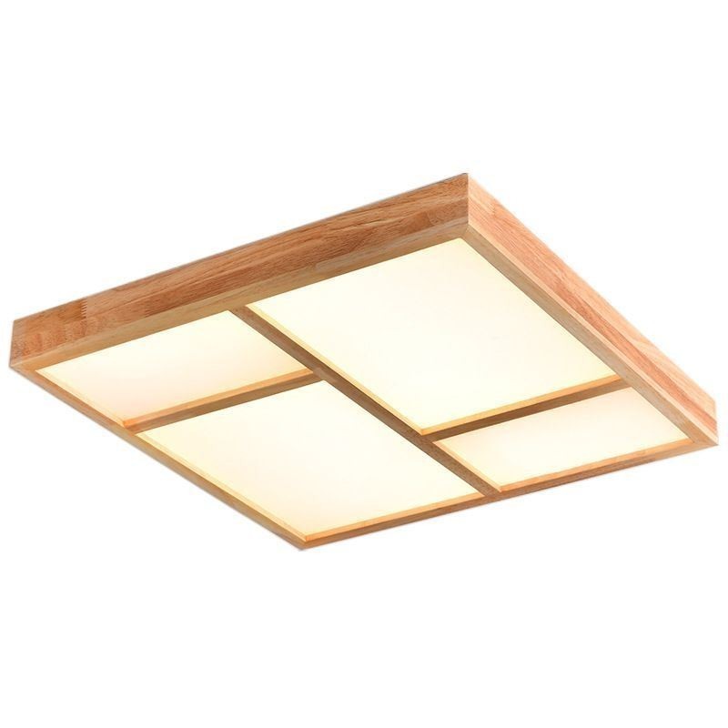 Plafoniera LED giapponese in legno e acrilico