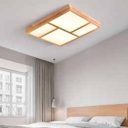 Plafoniera LED giapponese in legno e acrilico
