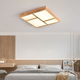 Plafoniera LED giapponese in legno e acrilico