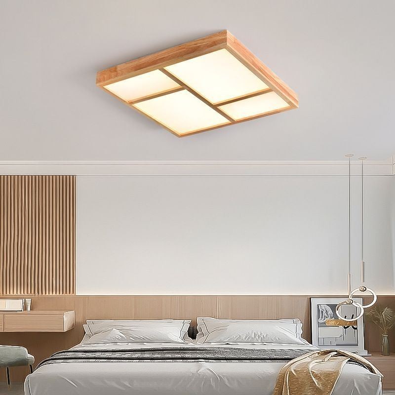 Plafoniera LED giapponese in legno e acrilico