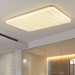Plafoniera rettangolare giapponese in acrilico e legno 95 x 65 x 5 cm