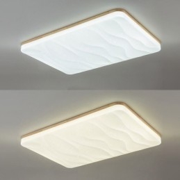 Plafoniera rettangolare giapponese in acrilico e legno 95 x 65 x 5 cm
