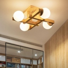 Plafoniera giapponese in legno Magic Bean a filo