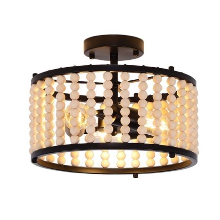 Plafoniera a 3 luci con perline di legno E26/E27 32 x 23 cm