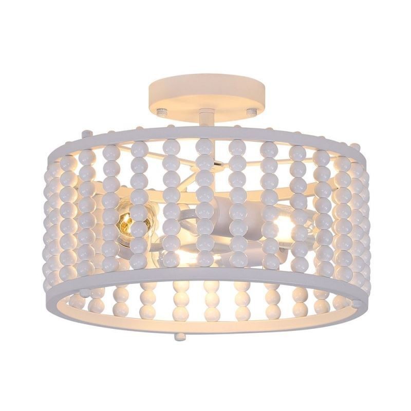 Plafoniera a 3 luci con perline di legno E26/E27 32 x 23 cm