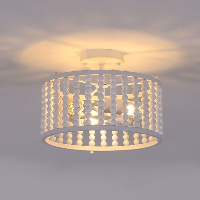Plafoniera a 3 luci con perline di legno E26/E27 32 x 23 cm