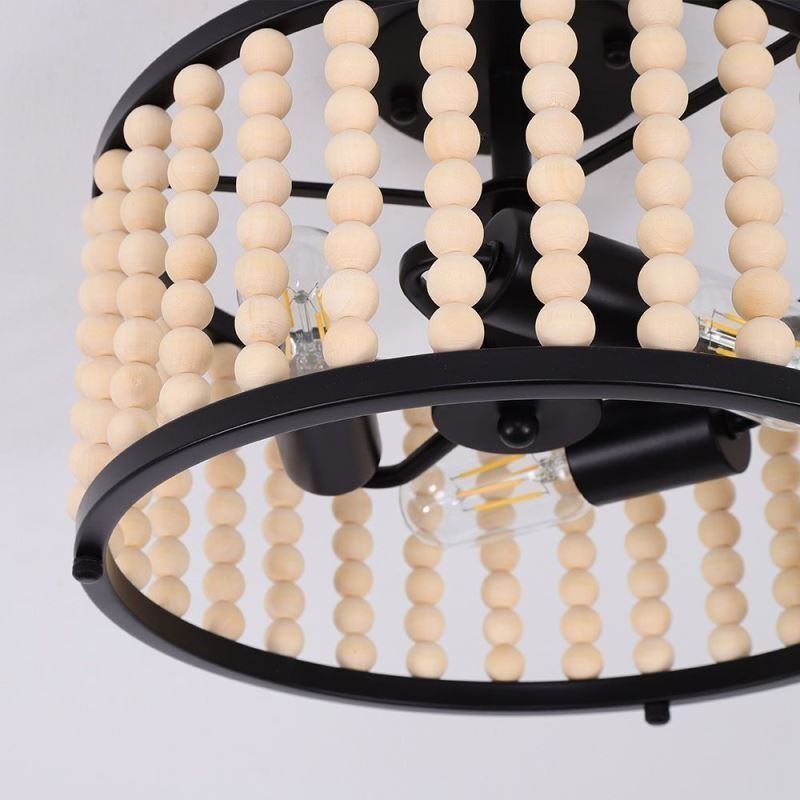 Plafoniera a 3 luci con perline di legno E26/E27 32 x 23 cm