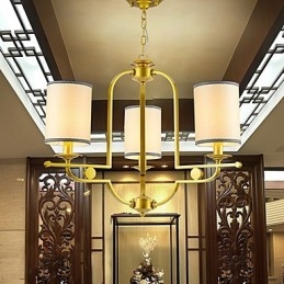 Lampadario moderno contemporaneo in metallo e tessuto giallo e bianco