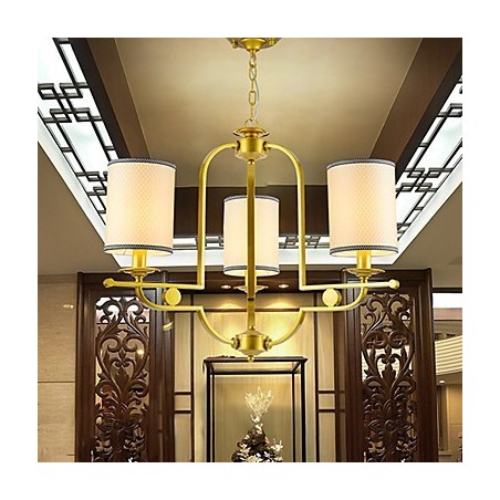 Lampadario moderno contemporaneo in metallo e tessuto giallo e bianco