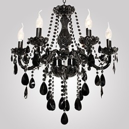 Lampadario moderno nero in cristallo 6 luci