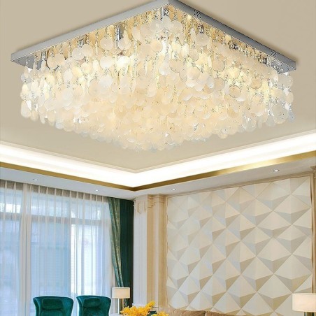 Lampadario da soffitto moderno a filo con conchiglia bianca