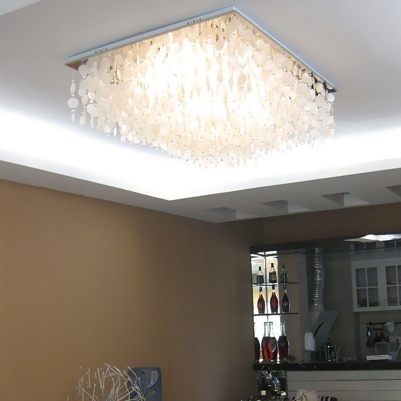 Lampadario da soffitto moderno a filo con conchiglia bianca