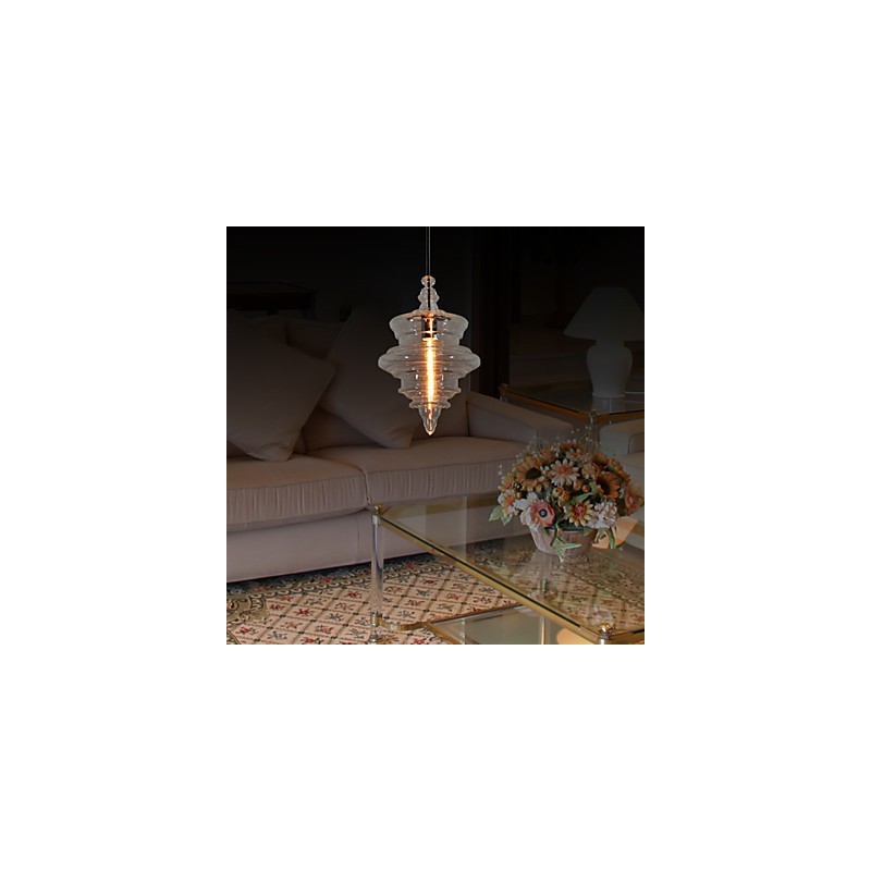 Lampada a sospensione moderna in vetro e metallo, 1 luce E26/E27