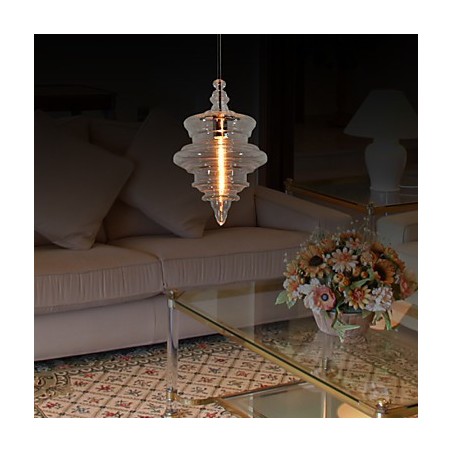 Lampada a sospensione moderna in vetro e metallo, 1 luce E26/E27