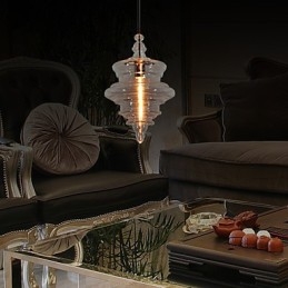 Lampada a sospensione moderna in vetro e metallo, 1 luce E26/E27