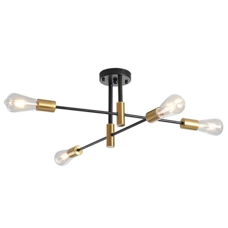 Lampadario a soffitto Sputnik nero a 4 luci, montaggio a filo, 60 × 24 cm