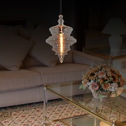 Lampada a sospensione moderna in vetro e metallo, 1 luce E26/E27