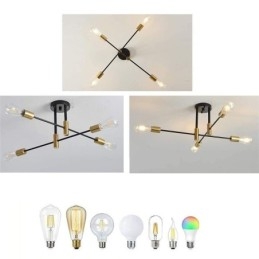 Lampadario a soffitto Sputnik nero a 4 luci, montaggio a filo, 60 × 24 cm