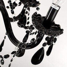 Lampadario moderno nero in cristallo 6 luci