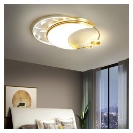 Plafoniera LED moderna a forma di luna da montaggio a filo 36 W 50 x 6 cm