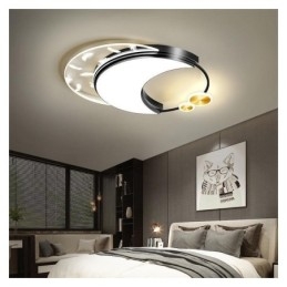 Plafoniera LED moderna a forma di luna da montaggio a filo 36 W 50 x 6 cm